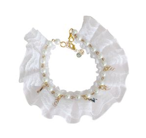 Luxurious Pearls Pet Collar With Lace Decorative Necklace for Medium Cat Dog 10-12 inches Luxurious Pearls Pet Collar With Lace Decorative Necklace for Medium Cat Dog 10-12 inches
